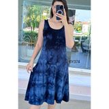 İnce Topuk Sıfır Kol Batik Viskon Elbise 6y374