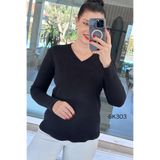 İnce Topuk V Yaka Kaşkorse Yumoş Bluz 6k303
