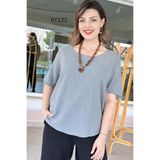 İnce Topuk Yarasa Kol Keten Bluz 6y132