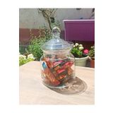 İncegil Home El Yapımı Üfleme Cam Vase Drajelik, Şekerlik, Sunumluk, Çerezlik, Çay Şeker Kavanozu 23Cm