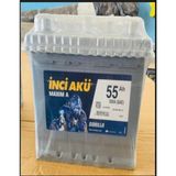 Inci 12 Volt 55 Amper Kare "ters Kutup Baş" Inci Akü.!! Güncel-Yeni Üretim.!! - Gri