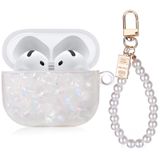 İnci Bilek Zincirli AirPod 4 Kılıfı, Bling Mermer Tasarım Sert TPU Kapak [Aktif Gürültü Önleme] AirPods 4. Nesil 2024 için Çıktı