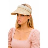 İnci Detaylı Kadın Bej Vizör Şapka Zarif Yaz Stili Geniş Güneş Koruyucu Siperlik Şık ve Konforlu Günlük Kullanım Plaj Tatil Golf ve Açık Hava Aktivitelerine Uygun Moda Aksesuarı
