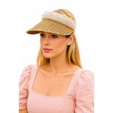 İnci Detaylı Kadın Kahverengi Vizör Şapka Zarif Yaz Stili Geniş Güneş Koruyucu Siperlik Şık ve Konforlu Günlük Kullanım Plaj Tatil Golf ve Açık Hava Aktivitelerine Uygun Moda Aksesuarı