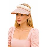 İnci Detaylı Kadın Pembe Vizör Şapka Zarif Yaz Stili Geniş Güneş Koruyucu Siperlik Şık ve Konforlu Günlük Kullanım Plaj Tatil Golf ve Açık Hava Aktivitelerine Uygun Moda Aksesuarı