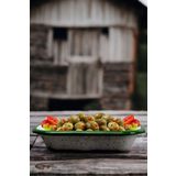 İnci Emaye 13 No Emaye Dörtgen Tabak Meze Kahvaltılık Kamp Piknik
