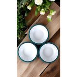 İnci Emaye 3 Parça 10CM Emaye Konik Tabak Set , Kahvaltı Tabağı, Reçellik, Zeytin, Peynir Tabağı, Çeyiz, Hediye - Beyaz - Altın