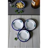 İnci Emaye 3 Parça 14CM Emaye Tabak Set ,kahvaltı Tabağı,reçellik, Zeytin, Peynir Tabağı, Çeyiz