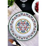 İnci Emaye 30 No 30 Cm Emaye Yemek Tabağı Tabak Servis Yemek Kamp Piknik, Çeyiz, Hediye