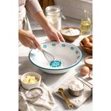 İnci Emaye 32 cm 3.5 Litre Emaye Leğen Çırpma ve Karıştırma Kabı. Hamur Leğeni. Meyvelik. Çeyiz. Büyük Kase - Turkuaz