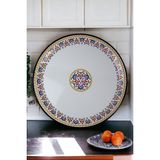 İnci Emaye 50 No Emaye Sini Sofra, Yemek Sunum Tepsi, Yer Sofrası Çinko ~48CM - Mavi - Kırmızı