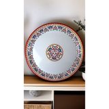 İnci Emaye 50 No kırmızı kenar Emaye Sini Sofra, Yemek Sunum Tepsi, Yer Sofrası Çinko ~48 Cm 1mm.KALIN ÜRÜN
