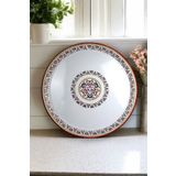 İnci Emaye 60 No kırmızı kenar Emaye Sini Sofra, Yemek Sunum Tepsi, Yer Sofrası Çinko ~58 Cm 1mm KALIN ÜRÜN