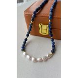 İnci Lapis Lazuli Kolye