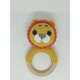 İnci Mode Yenidoğan Aslan Çıngırak Amigurumi Örgü Diş Kaşıyıcı Ham Ahşap Organik Oyuncak Karışık Renkli