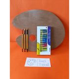 İnci Tuval Ahşap Resim Paleti Fırça Yağlı Boya Seti 35X45 cm Büyük Boy Oval Ressam 3 Kat Vernikli - MDF