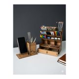 İNCİ TUVAL Çekmeceli Kalemlik Telefon Tutucu Set Organizer Düzenleyici Ergonomik Raf Stand Masaüstü Ofis