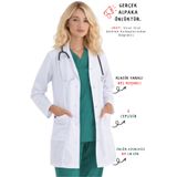 İNCİ ÜNİFORMA Kadın Beyaz Alpaka Önlük Doktor Hemşire Önlüğü Eczacı Laborant Diş Hekimi Öğretmen Önlüğü