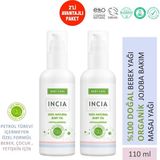 INCIA %100 Doğal Bebek Yağı Organik Jojoba Bakım Masaj Yağı 110 ml Parafinsiz Bitkisel X2 Adet