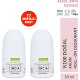 INCIA %100 Doğal Kokusuz Roll On Deodorant Kadınlar İçin 50 ml 2 Parça Avantajlı Paket