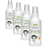 INCIA %100 Doğal Kolay Tarama Spreyi Çocuklar İçin Nemlendirici Parlaklaklaştırıcı Anti Klit 100 ml (4 paketi)