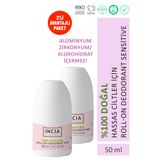 Incia %100 Doğal Roll On Deodorant Hassas Ciltler Için 2'li Ter Kokusu Önleyici Lekesiz 50 ml X 2 Adet