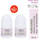 INCIA %100 Doğal Roll On Deodorant Hassas Ciltler İçin Ter Kokusu Önleyici Leke Yapmayan 50 ml X2 Adet