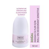 INCIA %100 Doğal Roll On Deodorant Hassas Ciltler İçin Ter Kokusu Önleyici Leke Yapmayan 50 ml