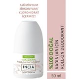 INCIA %100 Doğal Roll On Deodorant Kadınlar İçin Ter Kokusu Önleyici Leke Yapmayan 50 ml