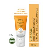 Incia 50 ml UVA UVB SPF50 Leke Karşıtı Mineral Filtreli Yüksek Koruma Bebek Güneş Kremi