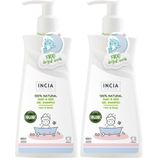 INCIA%100 Doğal Organik Sertifikalı Bebek ve Çocuk Jel Şampuanı Saç Vücut Lavanta Konak Önleyici 350 ml (2 paketi)