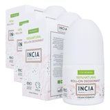 INCIA%100 Doğal Roll On Deodorant Kadınlar İçin Ter Kokusu Önleyici Lekesiz 50 ml (3 paketi)