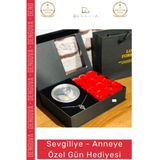 #İncikolye Kırmızı Kokulu Güllü Tasarım Kutulu Sevgililer Günü Hediye İstiridye İnci Kolye Seti