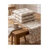 incila home AURİVA Şık, Çiçek Desenli (Pembe) 4 Lü Sandalye Minderi Runner Masa Örtüsü Takımı