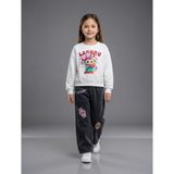 İncilay Kids Labubu Kız Çocuk Renkli Baskılı Sweat ve Kot Pantolon Takım - 6 Yaş - Beyaz - Siyah
