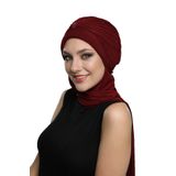 İNCİLİ ATKILI EL İŞİ İNCİ İŞLEMELİ BORDO HAZIR TÜRBAN TESETTÜR BONE