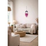 İncili Doğal Taşlı Düş Kapanı 60 cm – El Yapımı Dream Catcher Duvar Dekoru – Bohem Oda Süsü