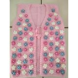 Incili Elişi Papatyalı Yeni Model Gelin Yeleği Pembe - Buz Mavi / Standart