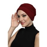 İNCİLİ - İNCİ İŞLEMELİ BORDO HAZIR TÜRBAN TESETTÜR BONE