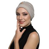 İncili - İnci İşlemeli Kum Beji Hazır Türban Tesettür Bone