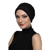 İncili - İnci İşlemeli Siyah Hazır Türban Tesettür Bone
