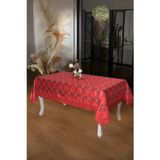 İncili İpek Saten Kumaş Kırmızı Masa Örtüsü 150X200 Cm 838