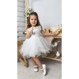 Incili Kız Çocuk Daisy Elbise MNK0585 - 1 Yaş - Beyaz
