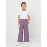 İncili Kız Çocuk Siyah Geniş Paça Bubble Dokulu Cepli Pantolon - Rahat Kesim Tek Alt - Lila - 7