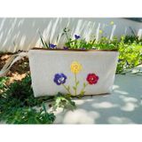 İncili Örgü Çiçek Detaylıel Yapımı Clutch/makyaj/el Çantası