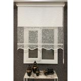 İNCİLİFE Çift Mekanizmalı Bulut Desenli Tül ve Stor Perde, 180 x 200 cm, Kırık Beyaz, Alüminyum Kasa İCL348-11