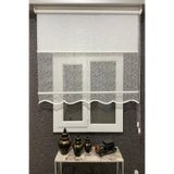 İNCİLİFE Çift Mekanizmalı Dal Desenli Tül ve Stor Perde, 110 x 200 cm, Kırık Beyaz, Alüminyum Kasa İCL213-2