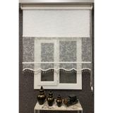İNCİLİFE Çift Mekanizmalı Dal Desenli Tül ve Stor Perde, 160 x 200 cm, Kırık Beyaz, Boncuklu İCL403-47