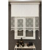 İNCİLİFE Çift Mekanizmalı Damaks Desenli Tül ve Stor Perde, 130 x 260 cm, Kırık Beyaz İCL349-19