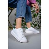 Incim ®| Medusa Kadın Beyaz-Yeşil Kalın Yüksek Taban Hafif Günlük Yürüyüş Spor Ayakkabısı ve Sneaker - 001-Beyaz